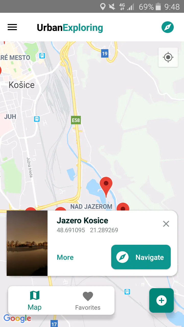 Urban Exploration App Screen 1